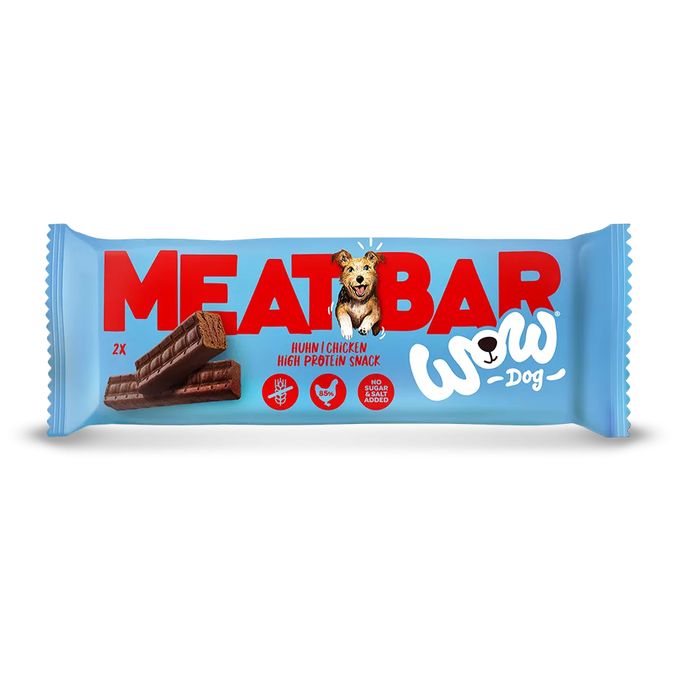 Hunde Leckerli Meat Bar vom Huhn mit viel Protein in einer Verpackung